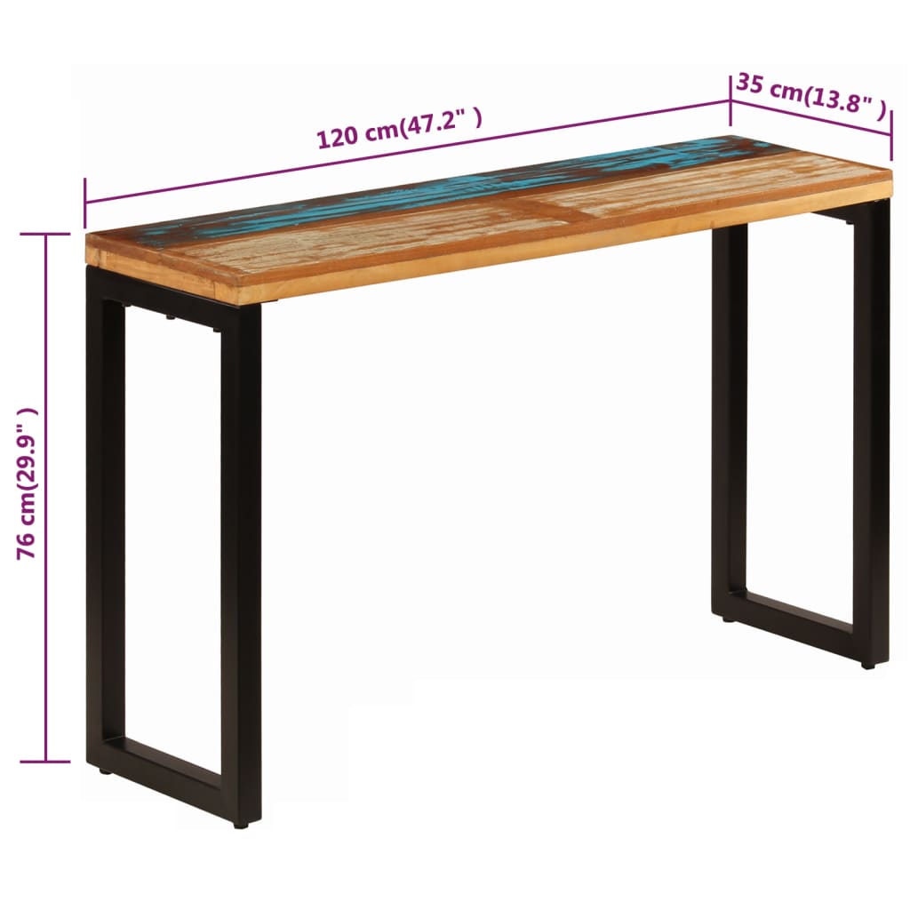 Avlastningsbord Konsollbord Trä 120x35x76 cm massivt återvunnet Trä och stål