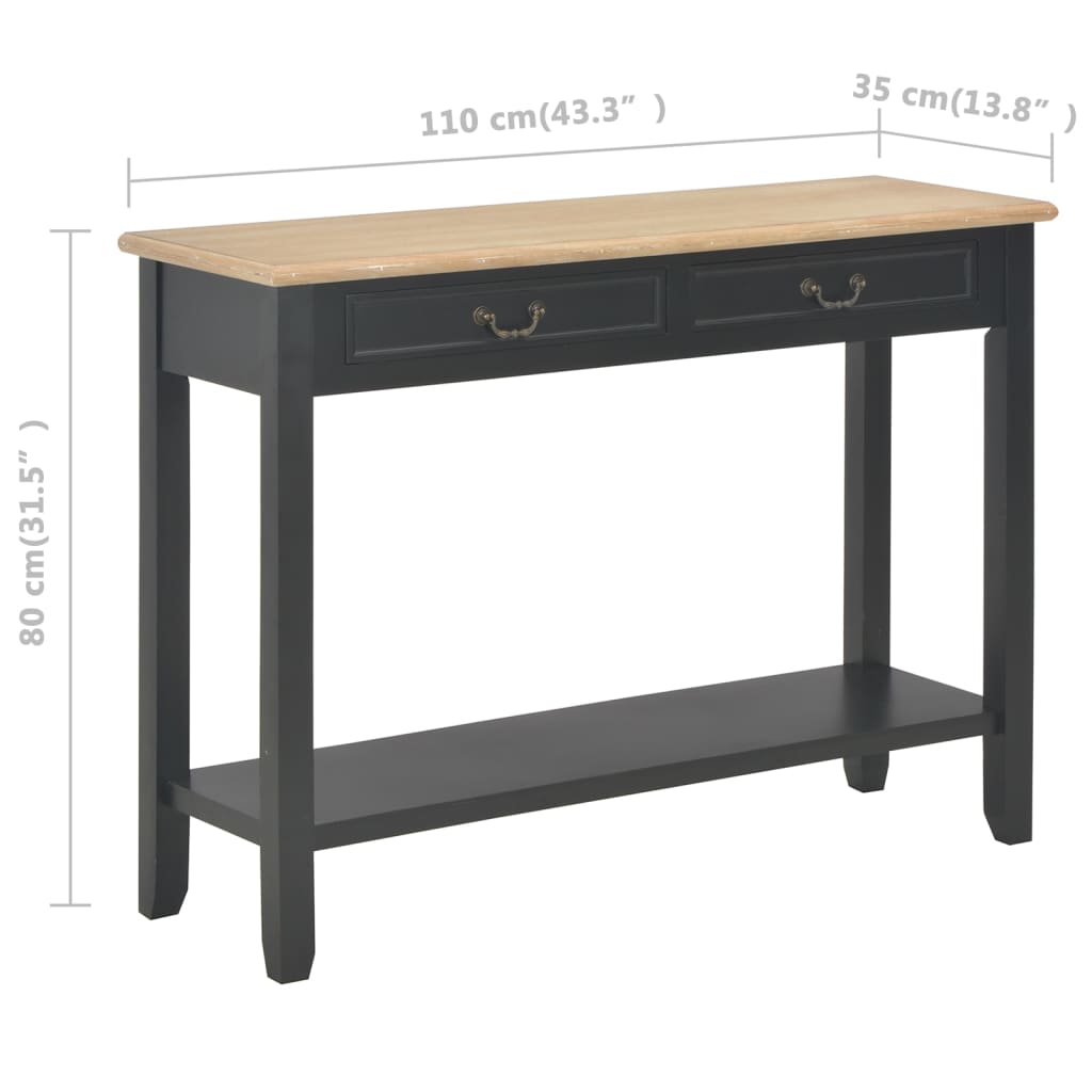 Avlastningsbord Konsolbord Svart 110x35x80 cm trä