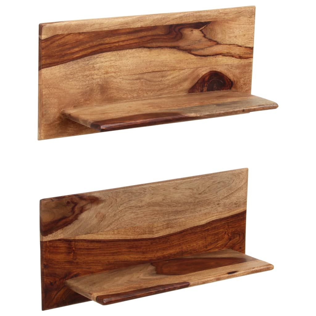 Vägghylla Trä 2 st 58x26x20 cm massivt sheshamträ