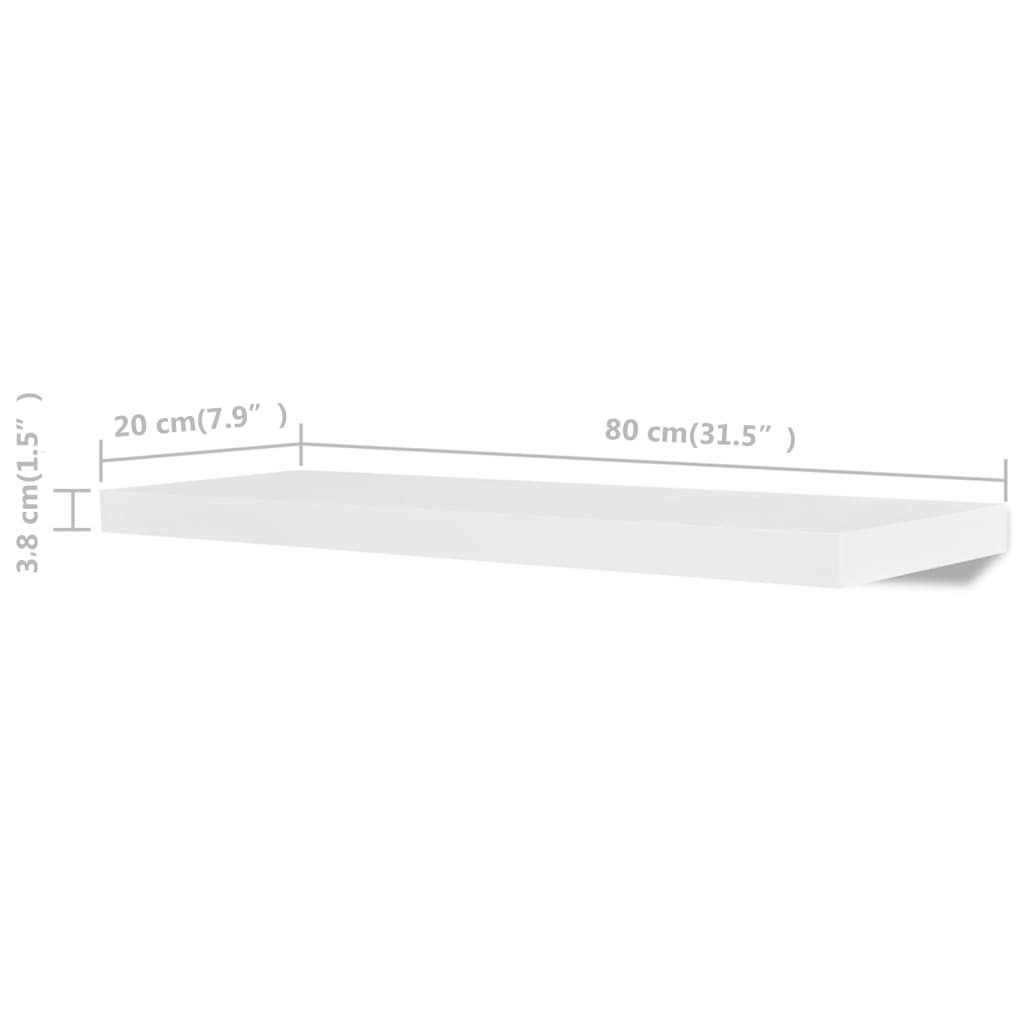 Vägghylla Vit 4 st 80 cm