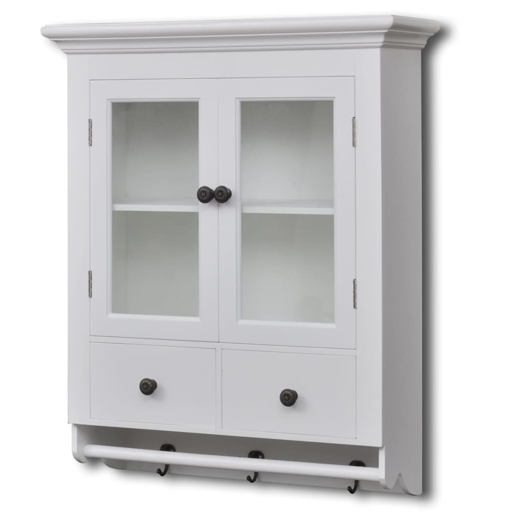 Väggskåp Vit med glaslucka Vit 59 x 22,5 x 74 cm