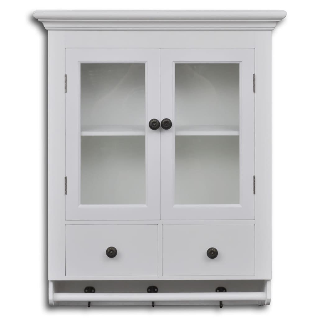 Väggskåp Vit med glaslucka Vit 59 x 22,5 x 74 cm