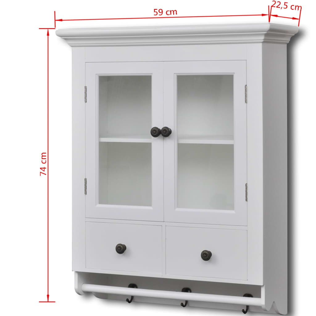 Väggskåp Vit med glaslucka Vit 59 x 22,5 x 74 cm