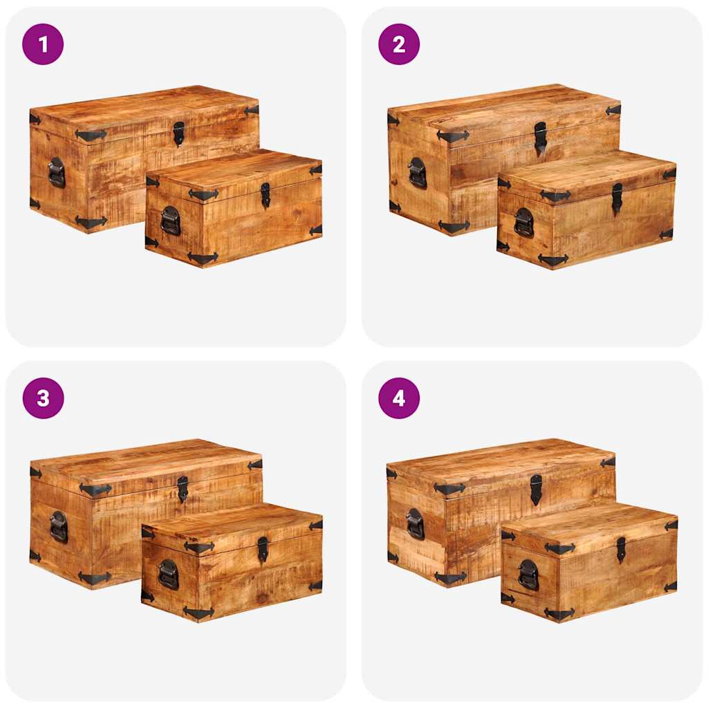 Förvaringskista set 2 st robust mangoträ
