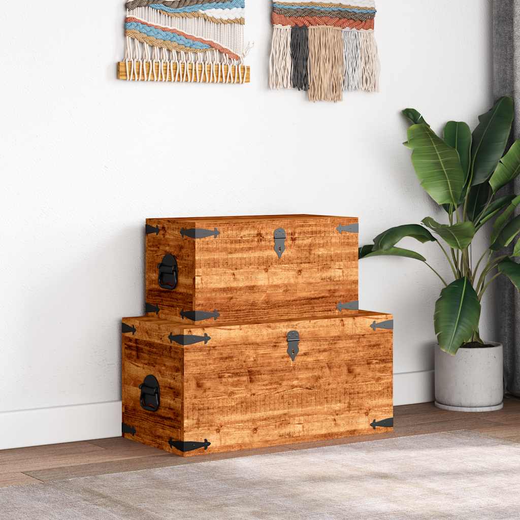 Förvaringskista set 2 st robust mangoträ