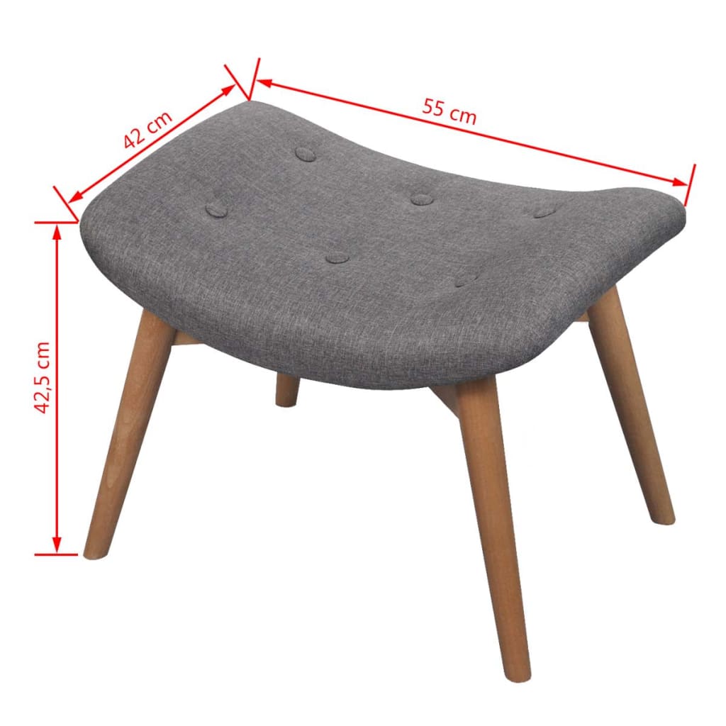 Fåtölj Grå med fotpall tyg