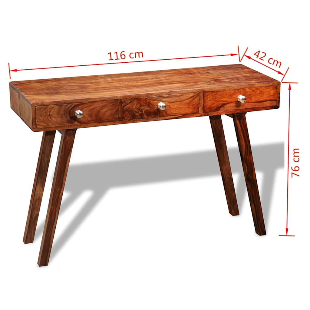 Avlastningsbord Konsollbord Trä med 3 lådor 76 cm massivt sheshamträ