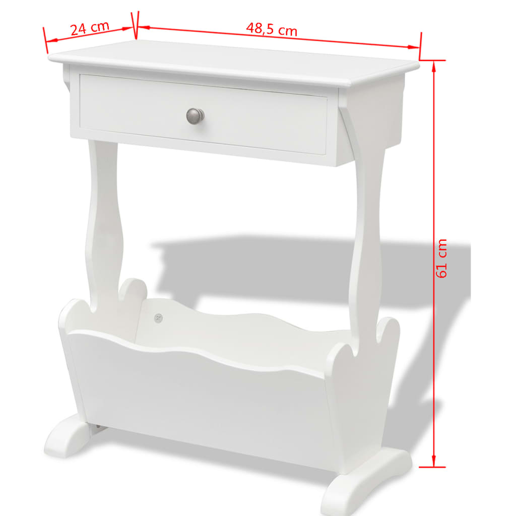 Sidobord Vit 48,5 x 24 x 61 cm