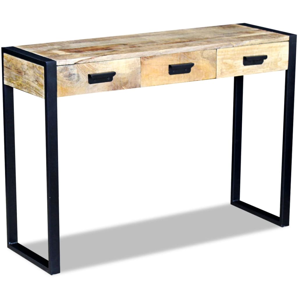 Avlastningsbord Konsollbord Trä med 3 lådor massivt mangoträ 110x35x78 cm