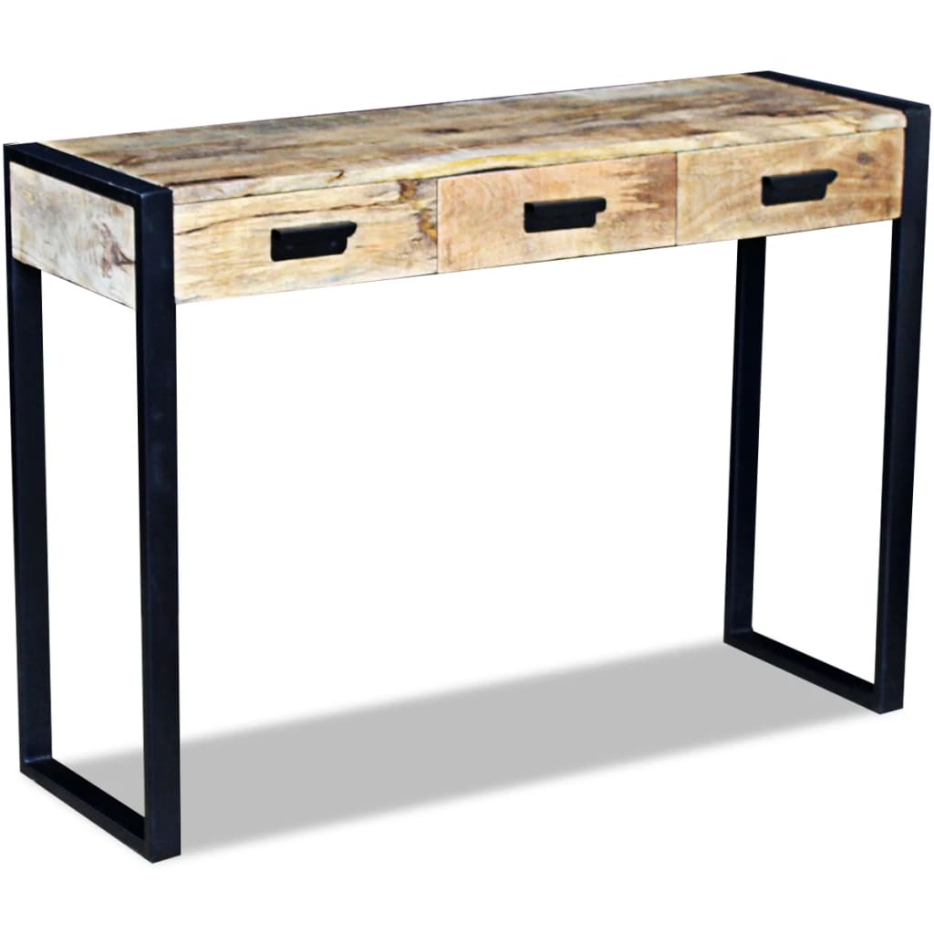 Avlastningsbord Konsollbord Trä med 3 lådor massivt mangoträ 110x35x78 cm