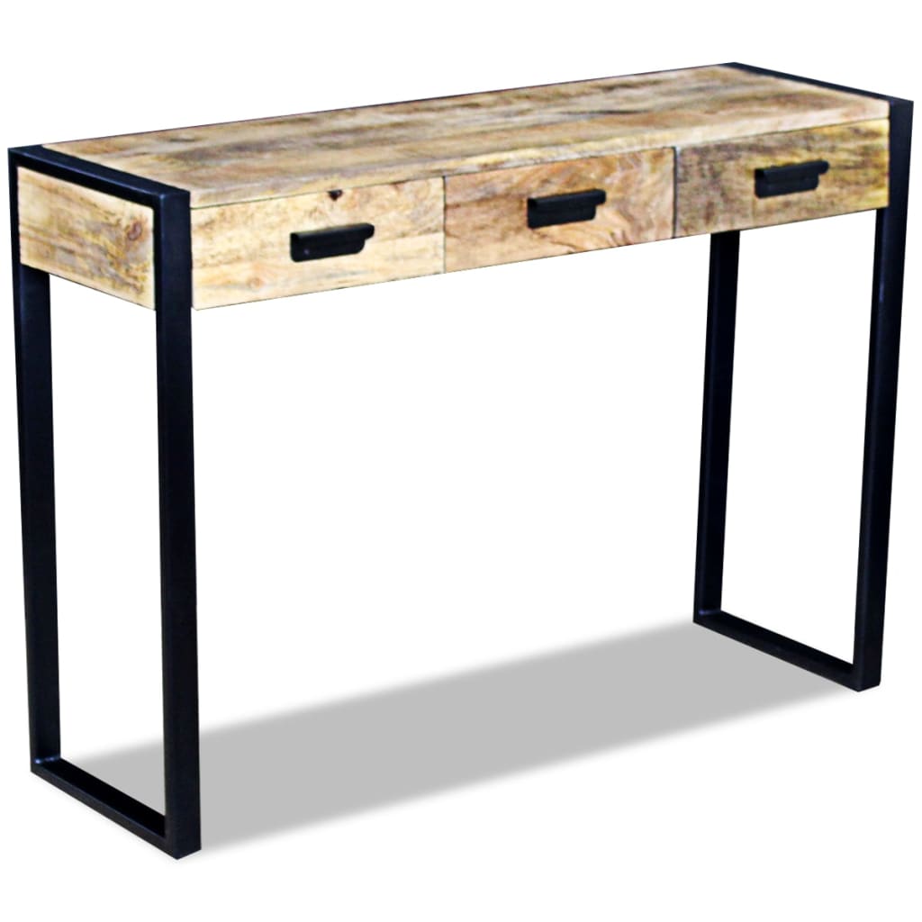 Avlastningsbord Konsollbord Trä med 3 lådor massivt mangoträ 110x35x78 cm