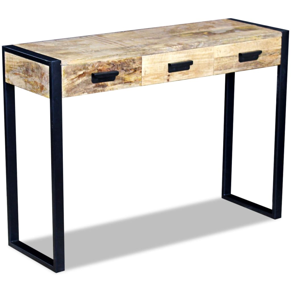 Avlastningsbord Konsollbord Trä med 3 lådor massivt mangoträ 110x35x78 cm