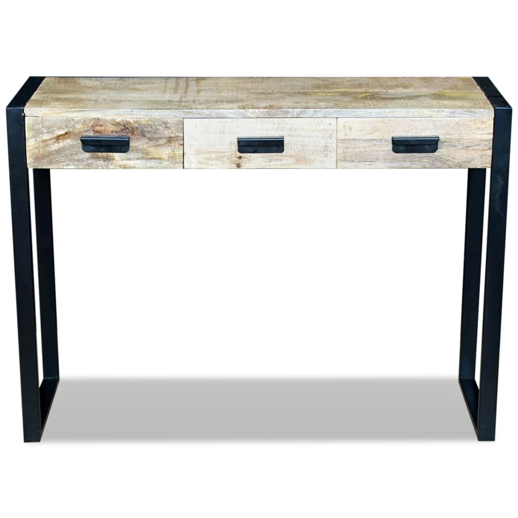 Avlastningsbord Konsollbord Trä med 3 lådor massivt mangoträ 110x35x78 cm