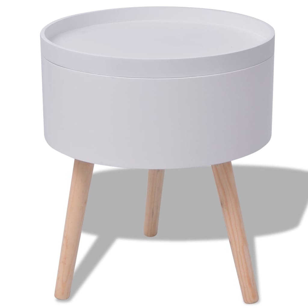 Sidobord med bricka rund 39,5x44,5 cm vit