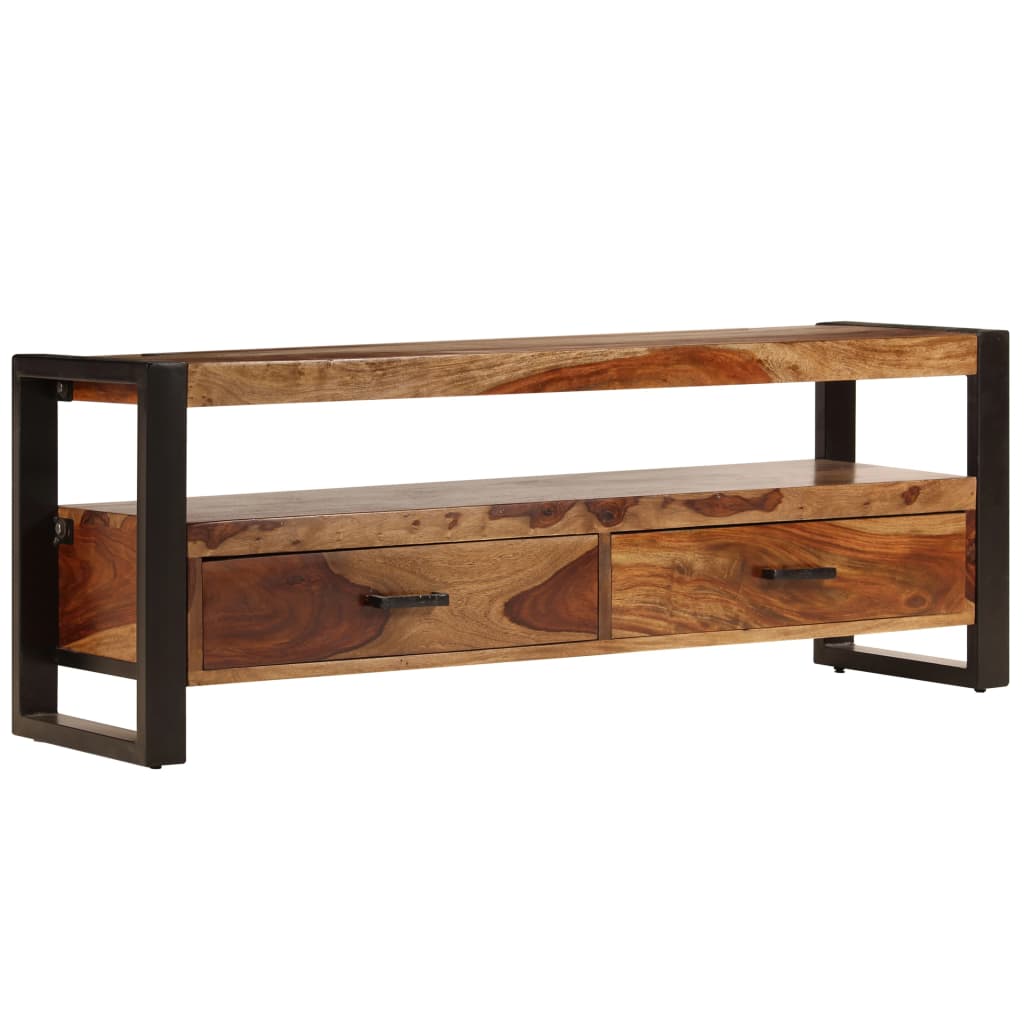 Tv-bänk 120x35x45 cm massivt sheshamträ