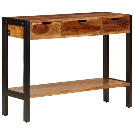 Skänk Trä med 3 lådor 110x35x75 cm massivt sheshamträ