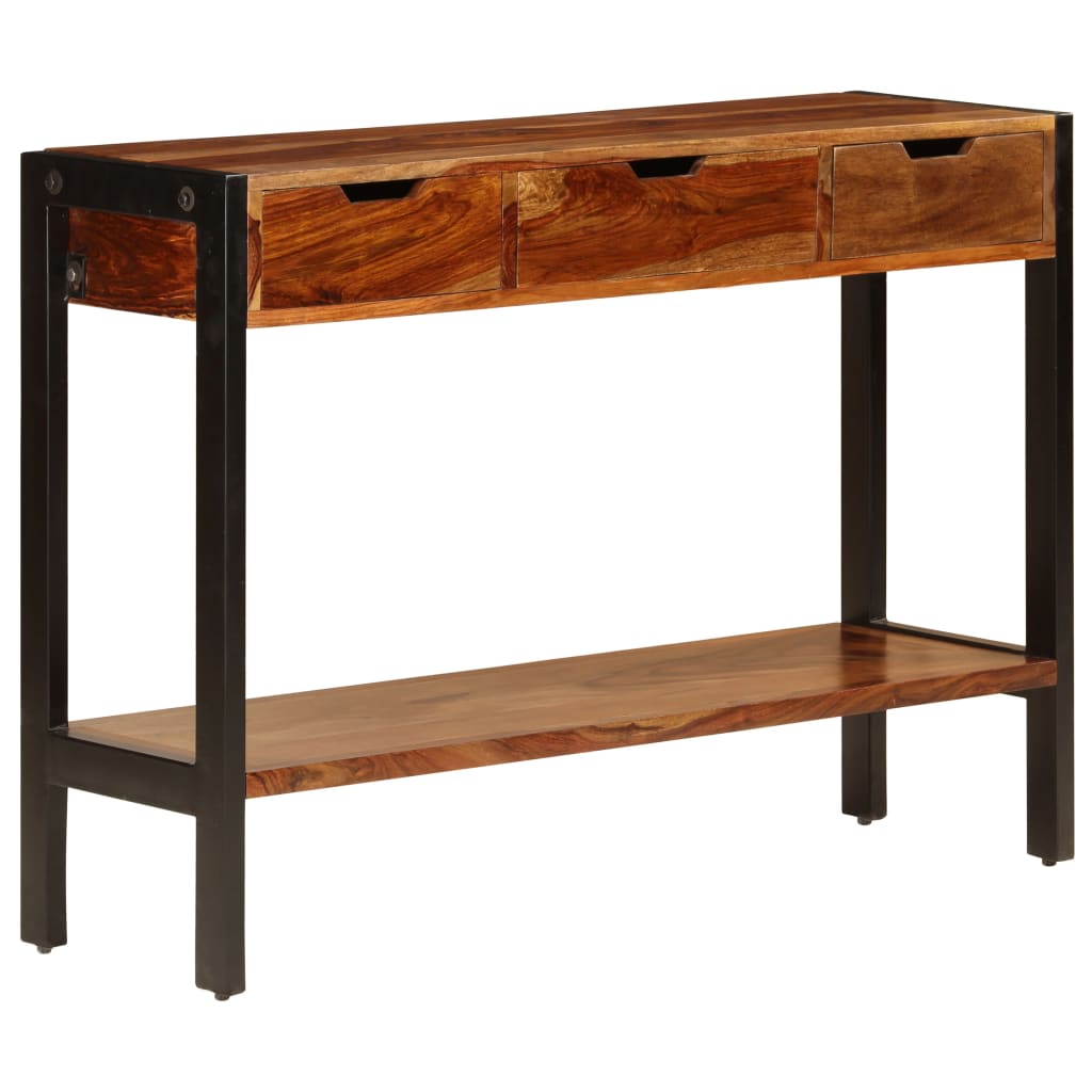 Skänk Trä med 3 lådor 110x35x75 cm massivt sheshamträ