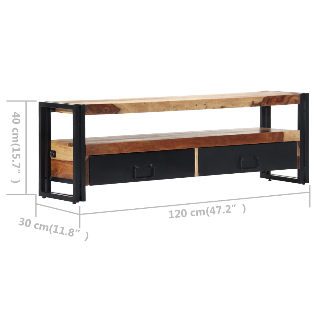 TV-bänk 120x30x40 cm massivt sheshamträ