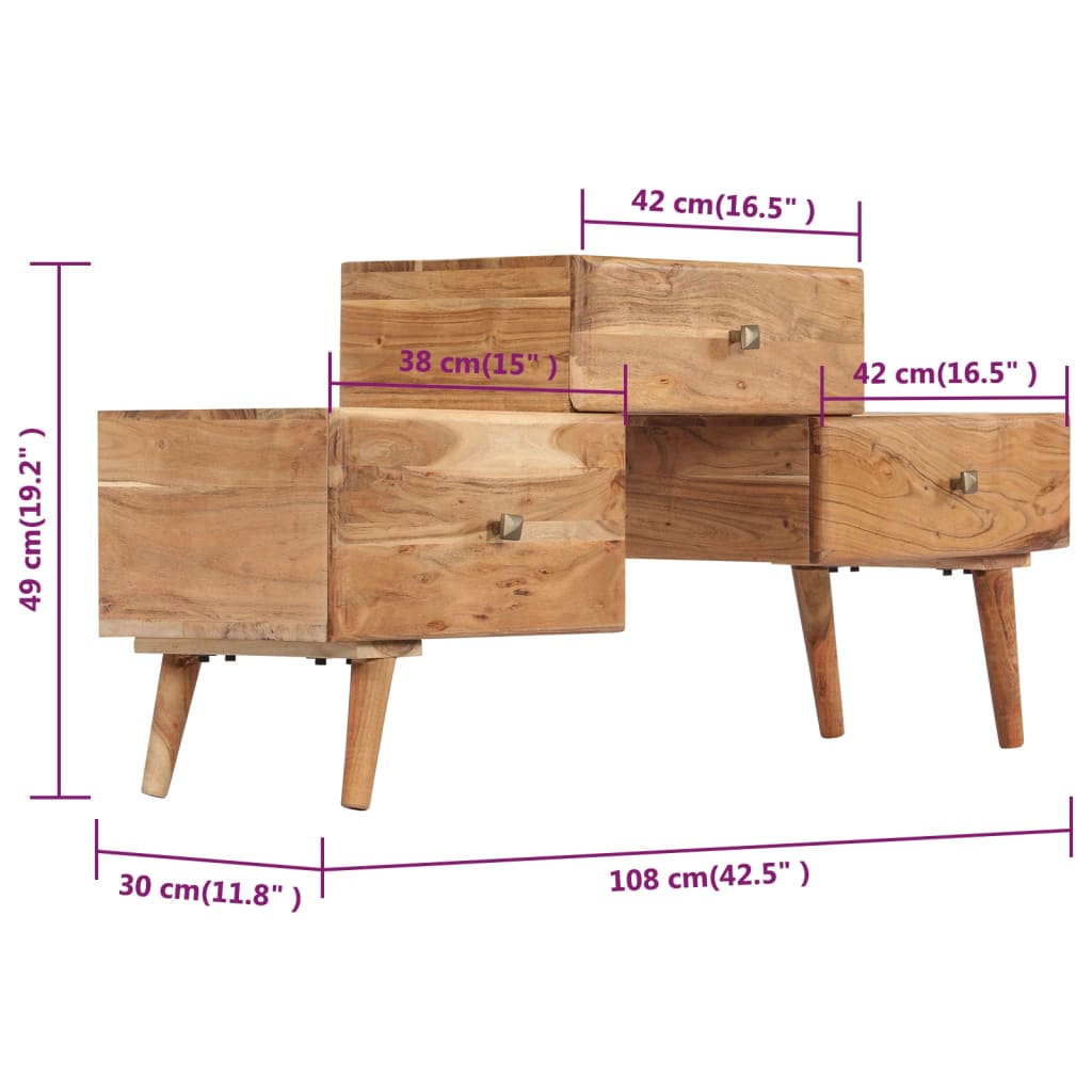 TV-bänk 108x30x49 cm massivt akaciaträ