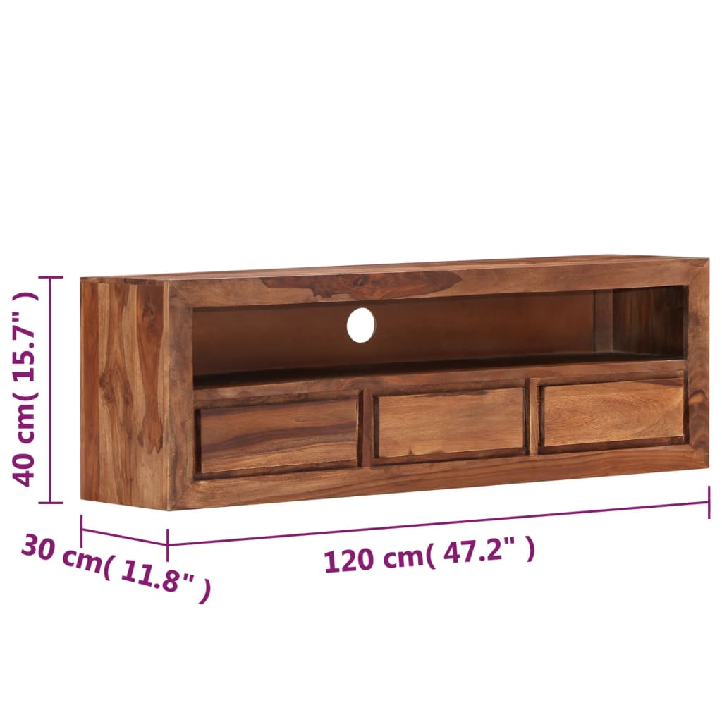 TV-bänk 120x30x40 cm massivt sheshamträ