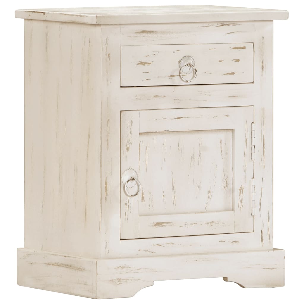Sängbord vit 40x30x50 cm massivt mangoträ