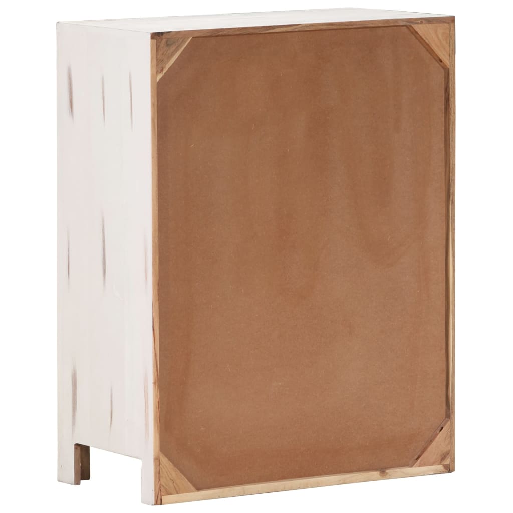 Skänk Vit 58x30x75 cm massivt akaciaträ