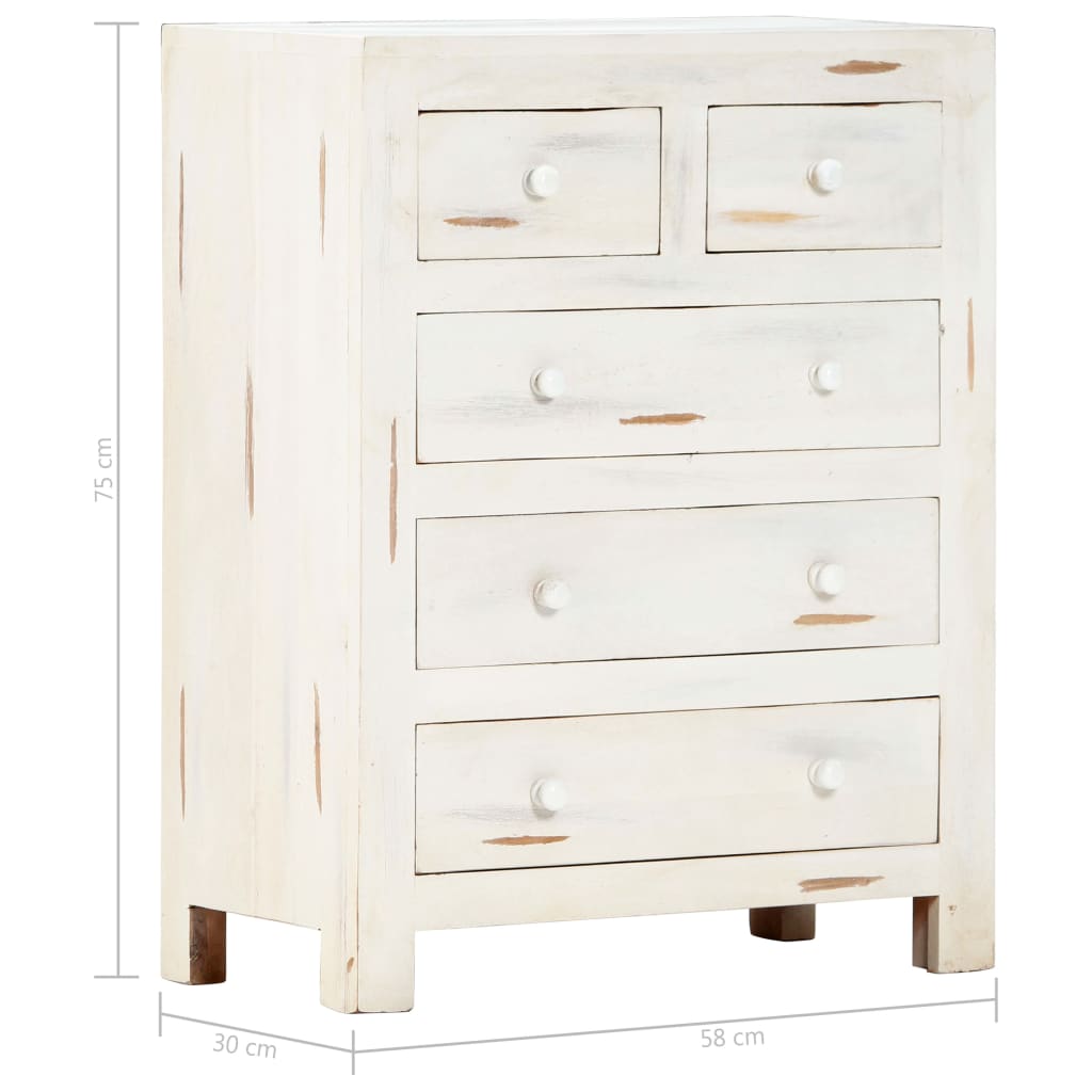 Skänk Vit 58x30x75 cm massivt akaciaträ