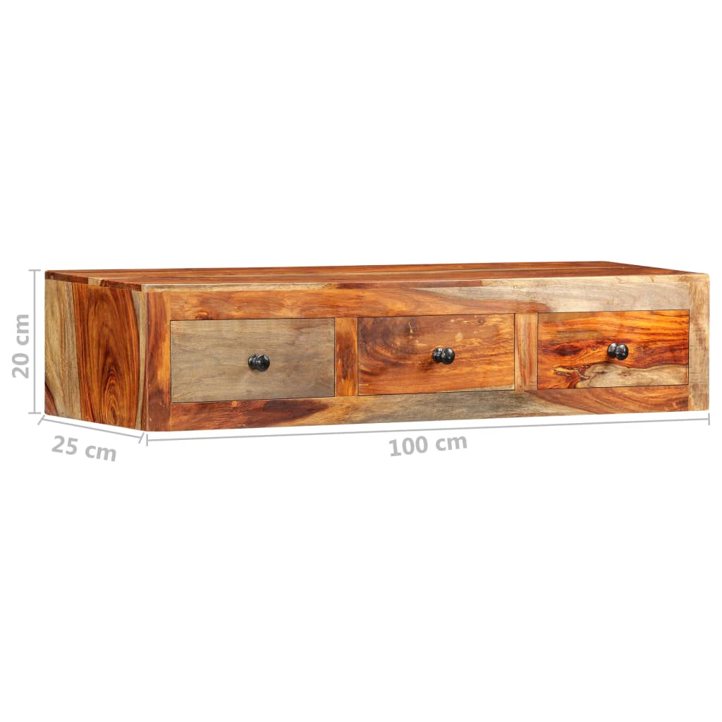 Avlastningsbord Konsolbord Trä Väggmonterat 100x25x20 cm massivt sheshamträ