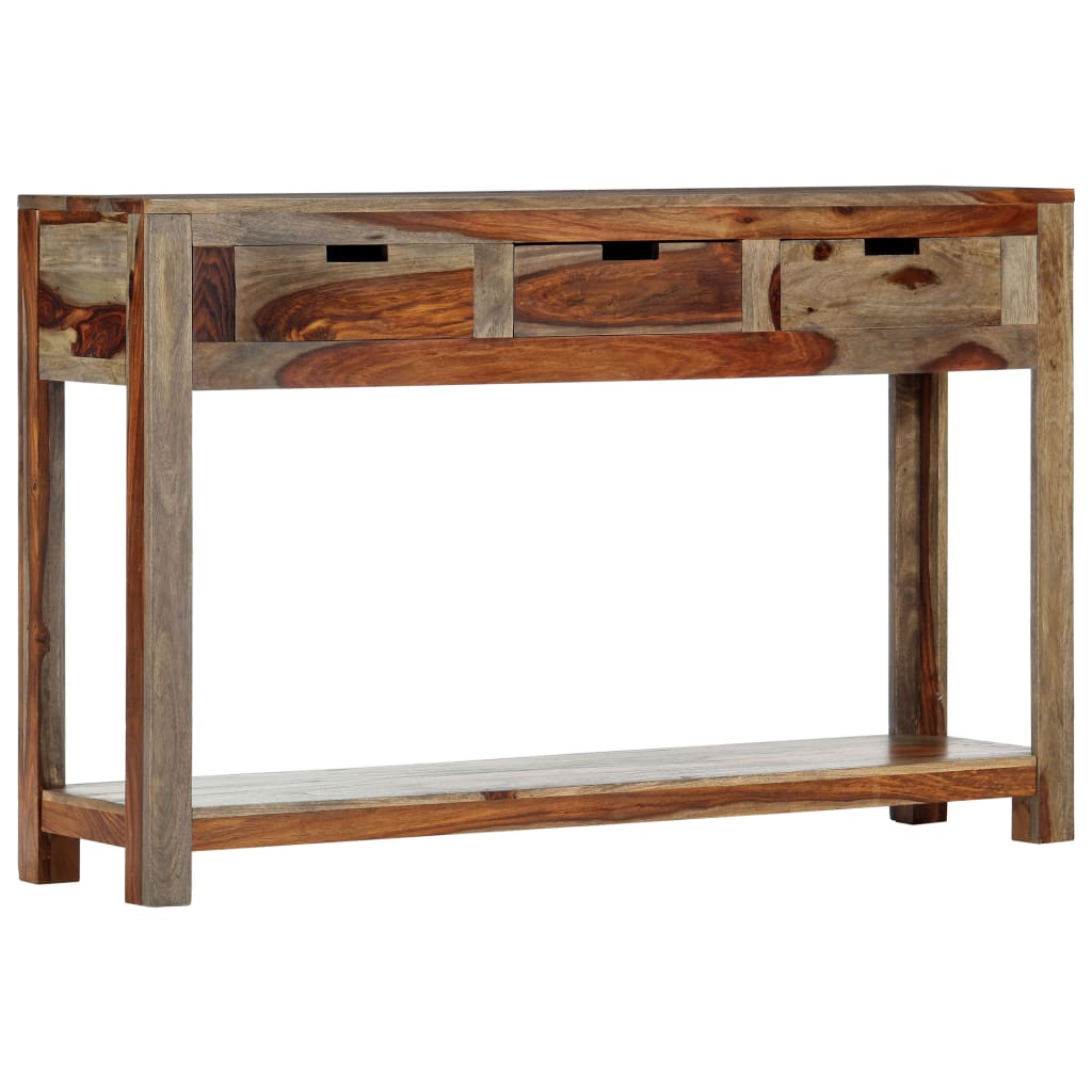 Avlastningsbord Konsollbord Trä med 3 lådor 120x30x75 cm massivt sheshamträ