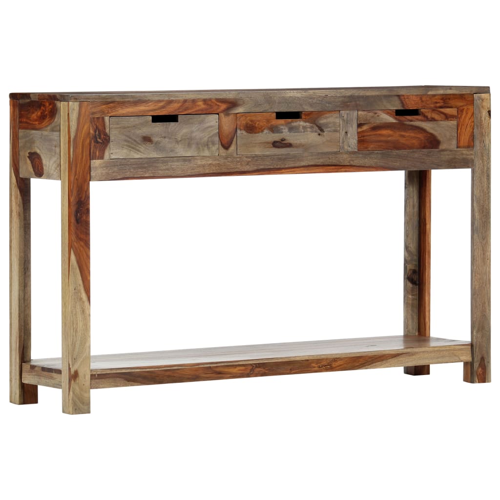 Avlastningsbord Konsollbord Trä med 3 lådor 120x30x75 cm massivt sheshamträ