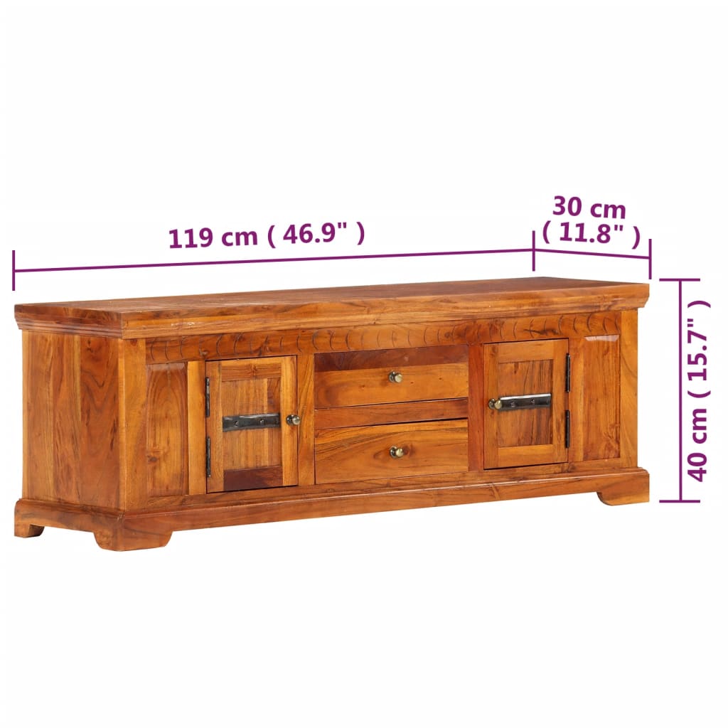 TV-bänk 119x30x40 cm massivt akaciaträ