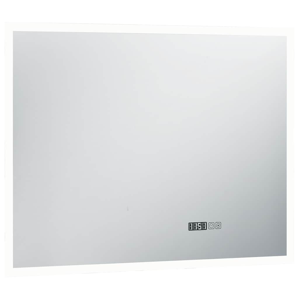 Badrumsspegel LED med touch-sensor och tidsdisplay 80x60 cm