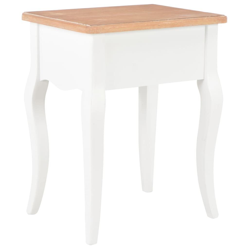 Sängbord vit och brun 40x30x50 cm massiv furu