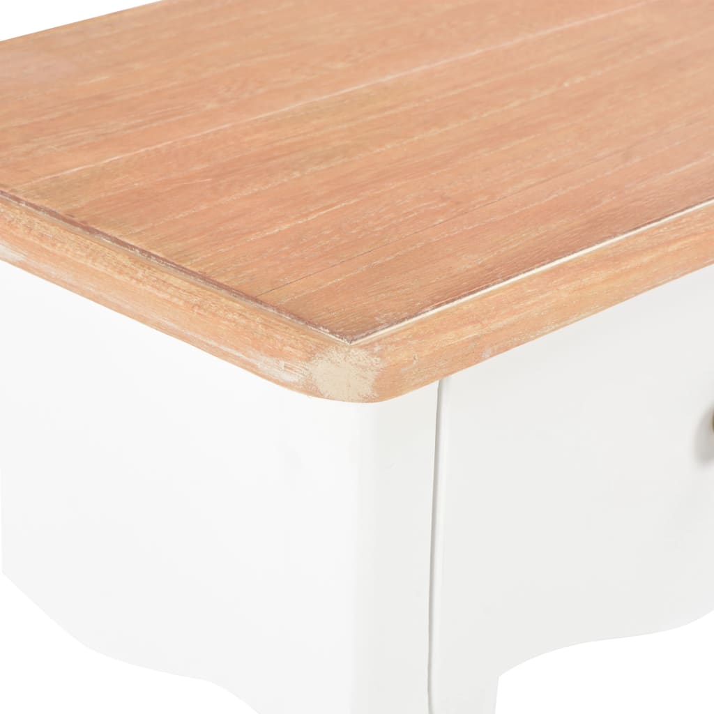 Sängbord vit och brun 40x30x50 cm massiv furu