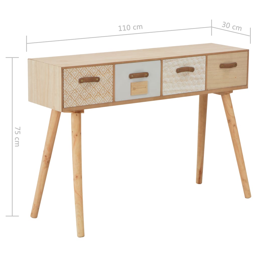 Avlastningsbord Konsollbord Trä med 4 lådor 110x30x75 cm massiv furu