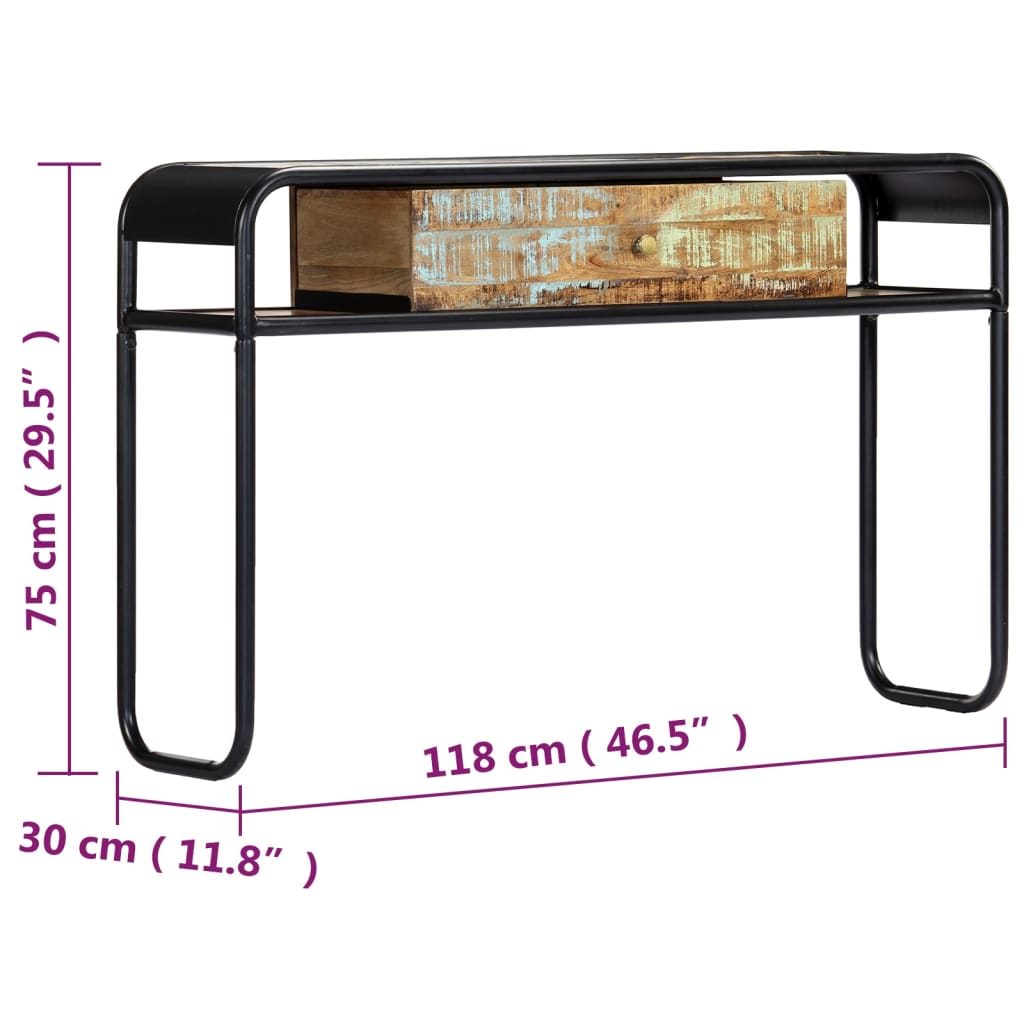 Avlastningsbord Konsollbord Trä 118x30x75 cm massivt återvunnet trä