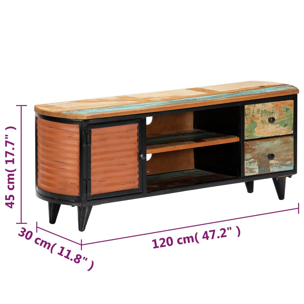 TV-bänk 120x30x45 cm massivt återvunnet trä