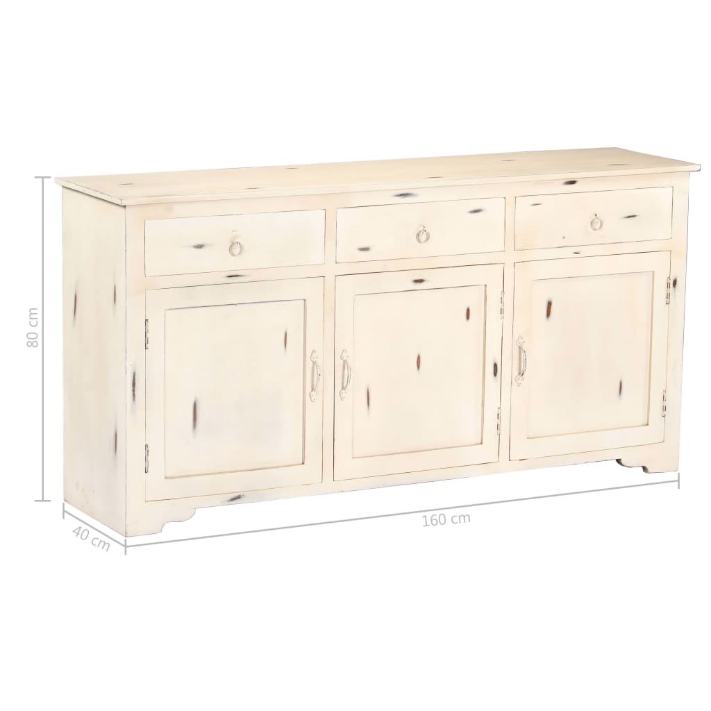 Skänk Vit 160x40x80 cm massivt mangoträ