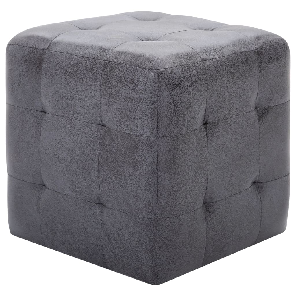 Sängbord 2 st grå 30x30x30 cm konstmocka