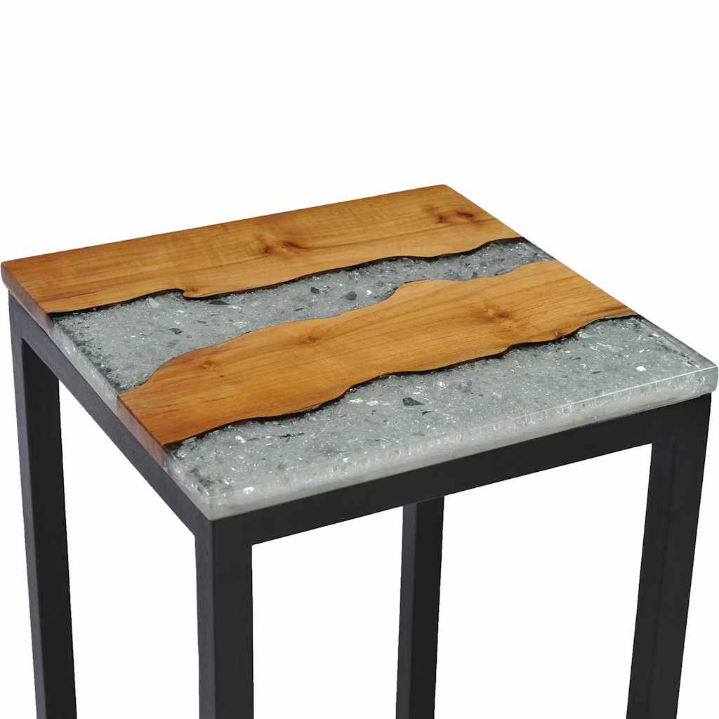 Sidobord Trä 3 st massiv teak och polyresin