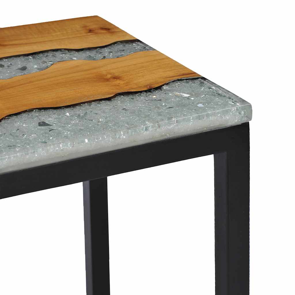 Sidobord Trä 3 st massiv teak och polyresin