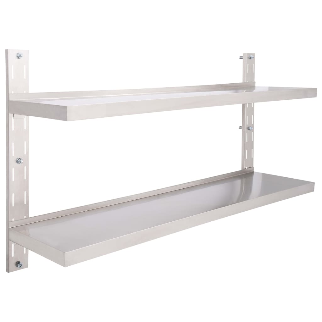 Vägghylla DIV. Svävande Flytande 2 plan rostfritt stål 150x30 cm
