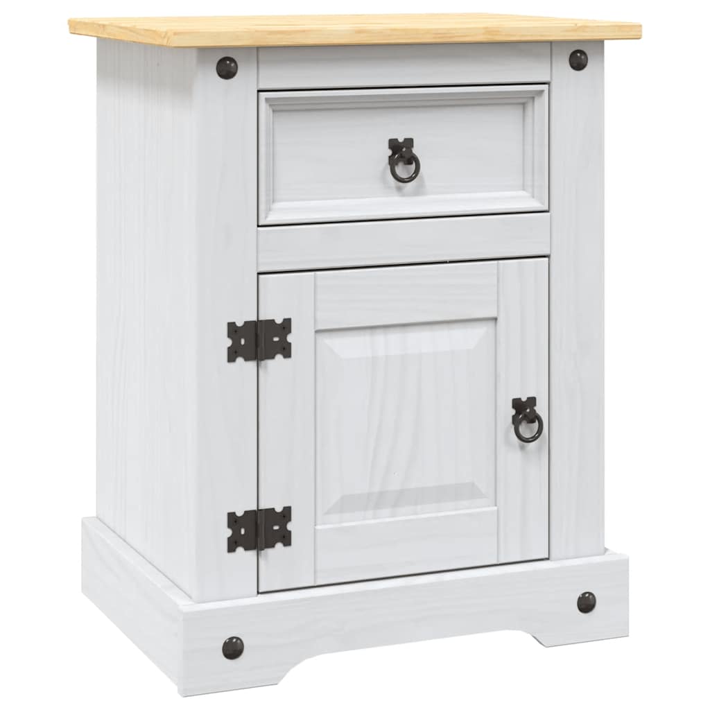 Sängbord Nattduksbord Vit mexikansk coronastil furu 53x39x67 cm
