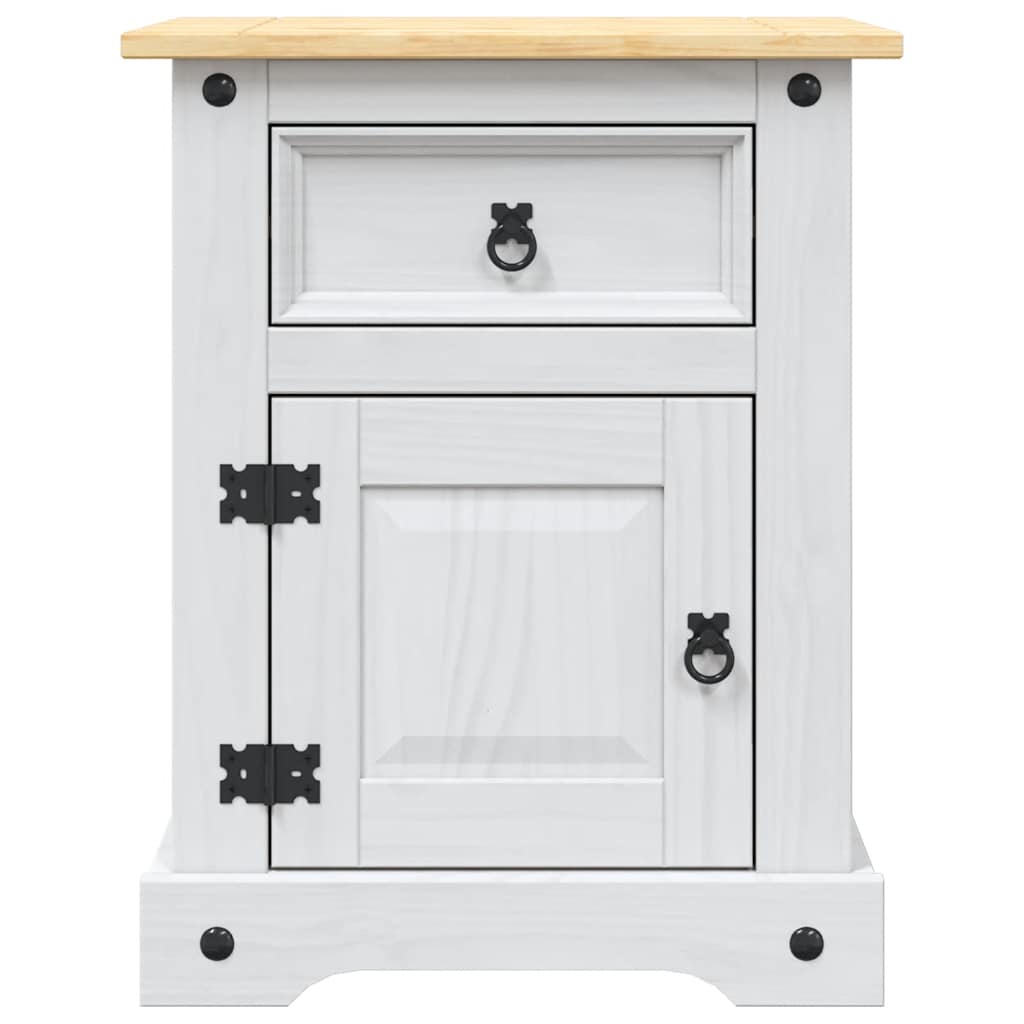 Sängbord Nattduksbord Vit mexikansk coronastil furu 53x39x67 cm