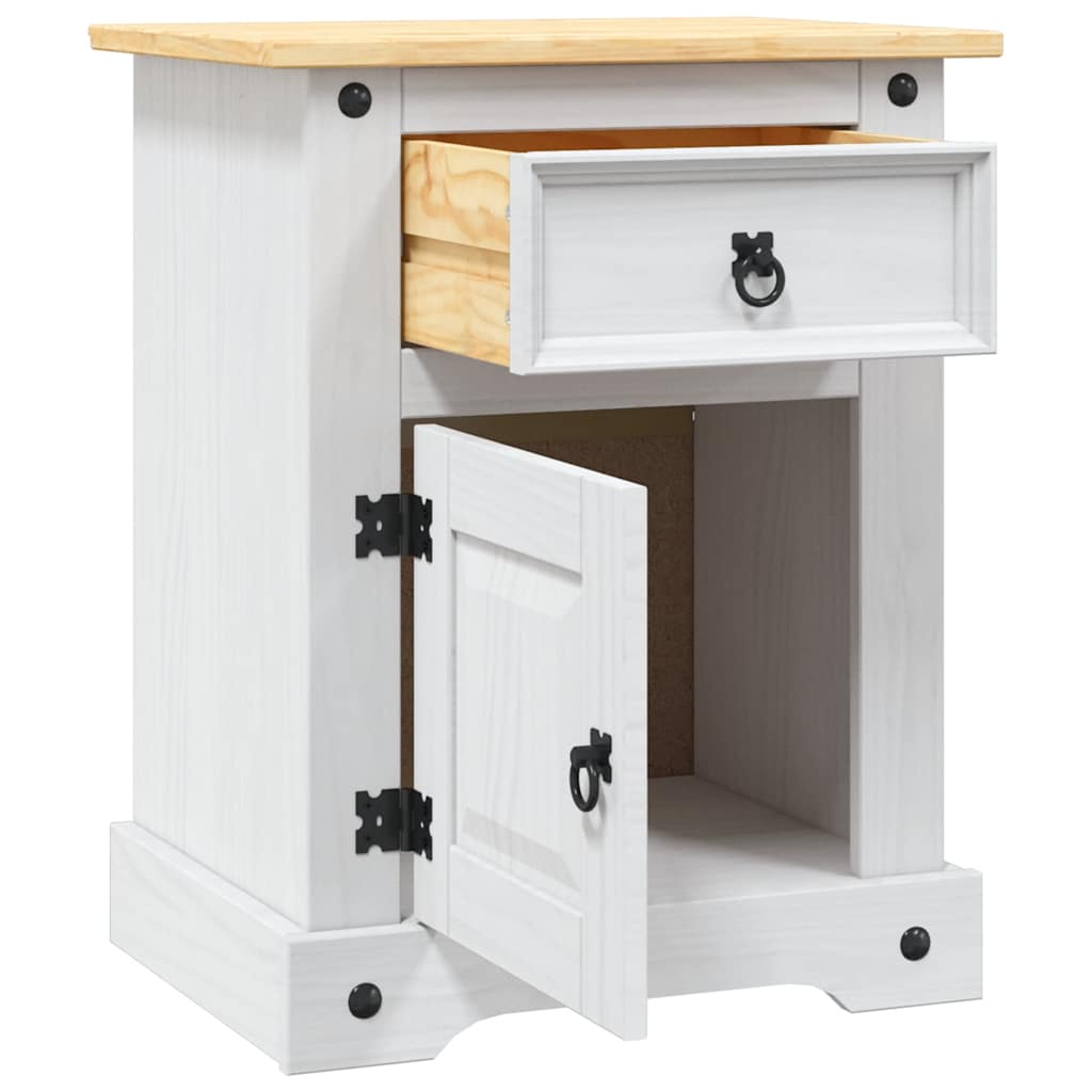 Sängbord Nattduksbord Vit mexikansk coronastil furu 53x39x67 cm