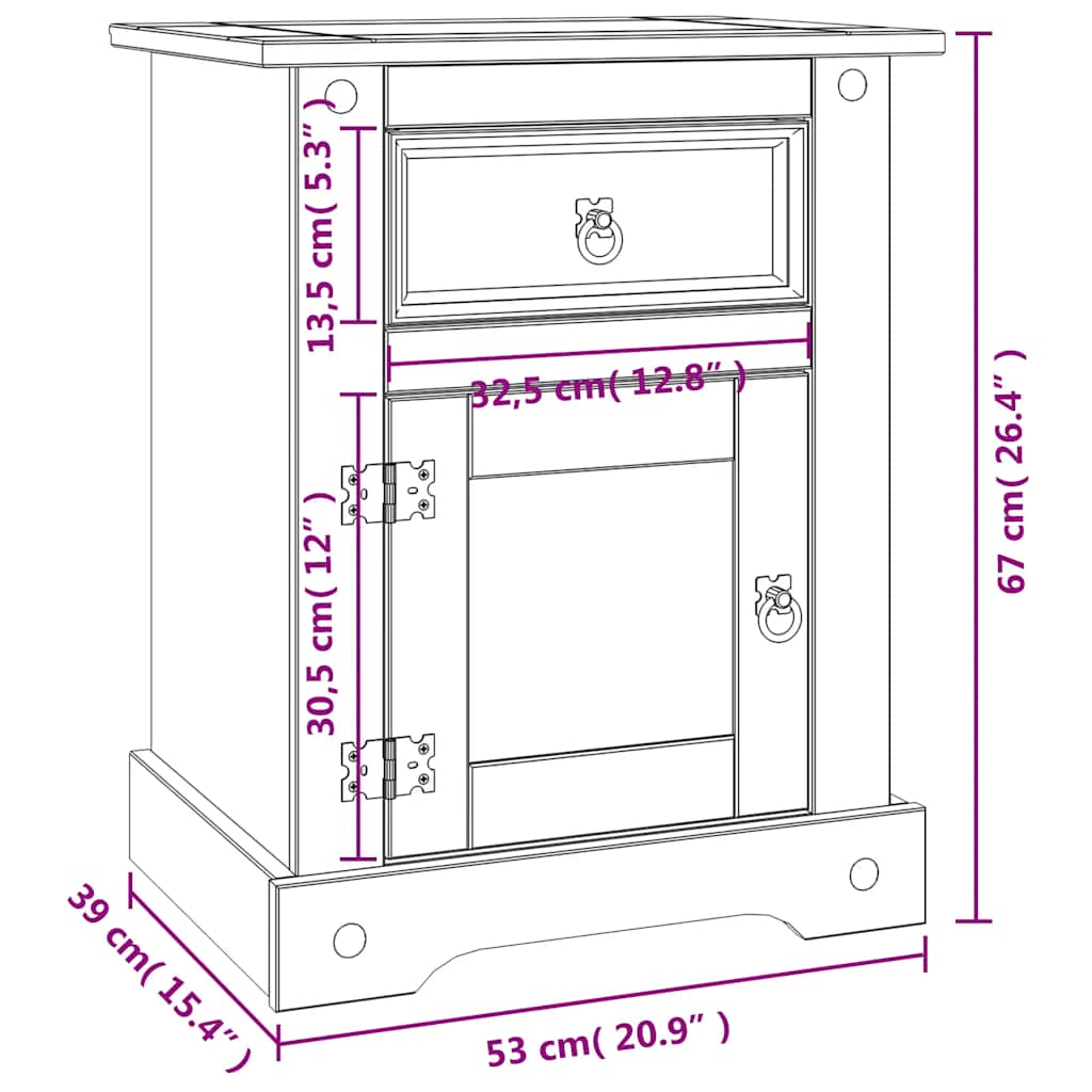 Sängbord Nattduksbord Vit mexikansk coronastil furu 53x39x67 cm