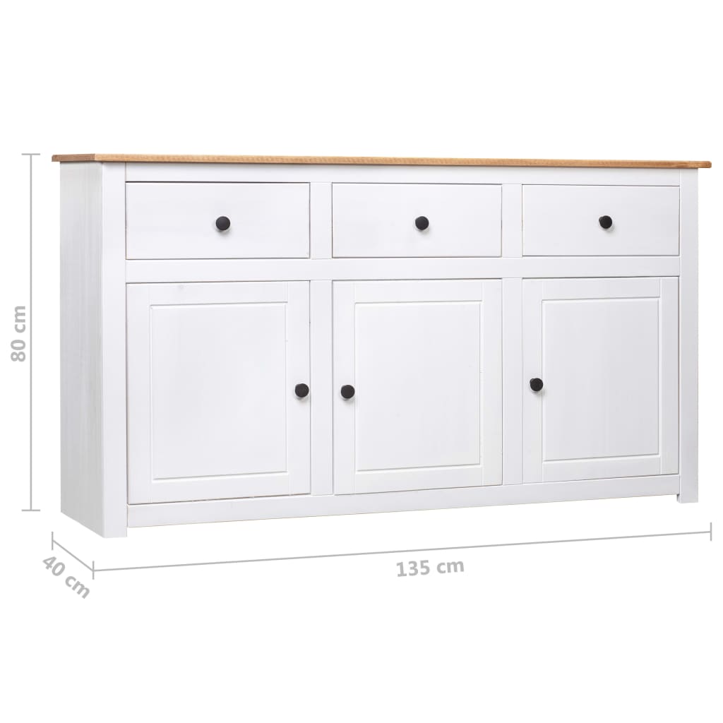 Skänk Vit 135x40x80 cm massiv furu panama