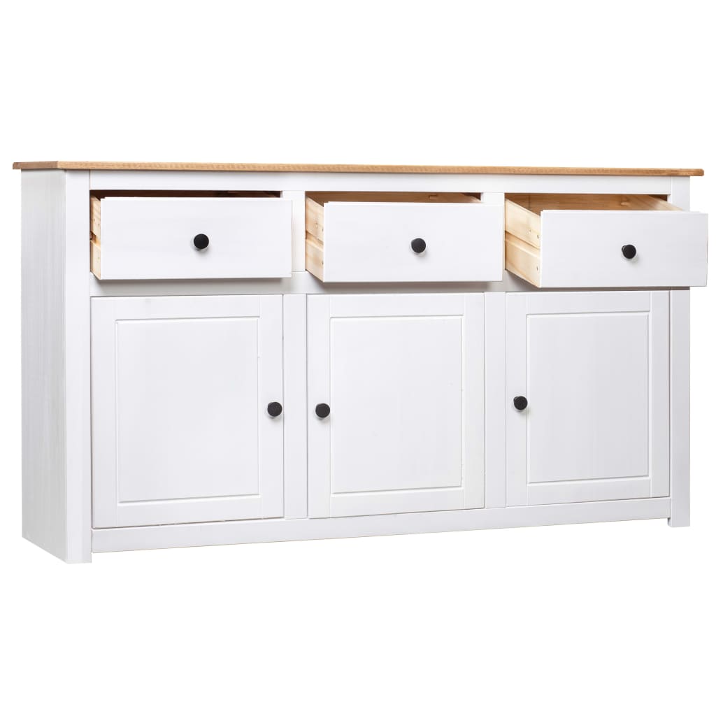 Skänk Vit 135x40x80 cm massiv furu panama