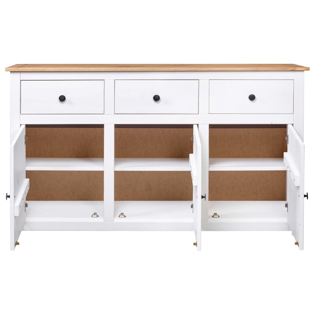 Skänk Vit 135x40x80 cm massiv furu panama