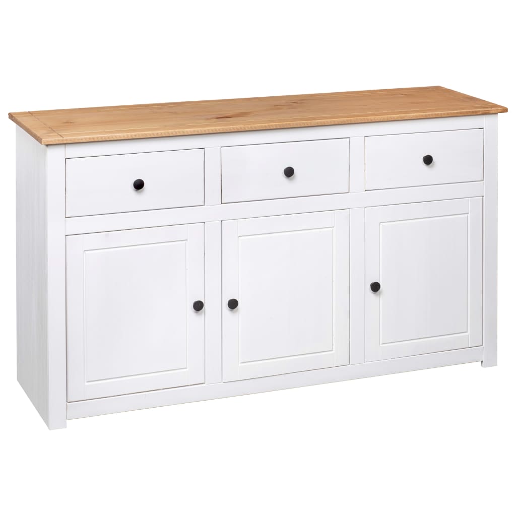 Skänk Vit 135x40x80 cm massiv furu panama